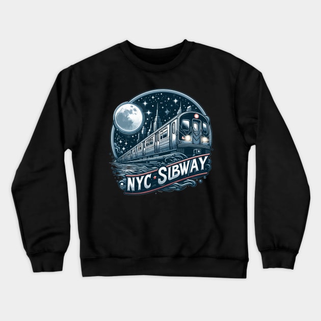 NYC Subway Crewneck Sweatshirt by Vehicles-Art